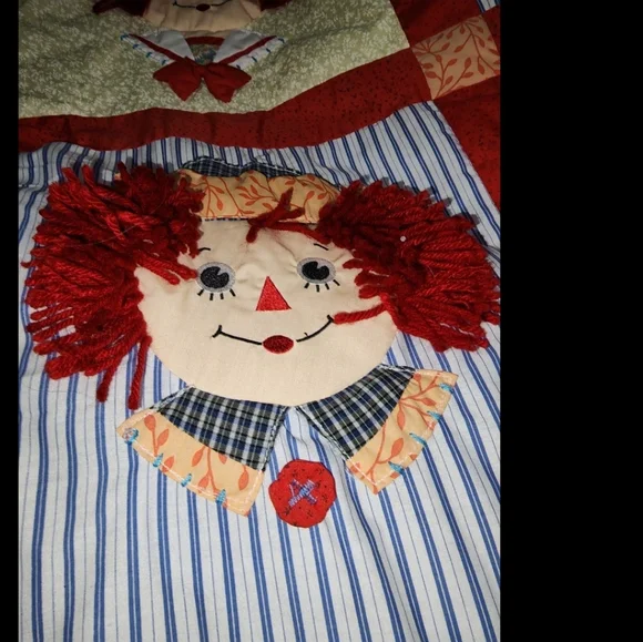 Vintage Raggedy Ann & Andy Large Dolls & comforter - Picture 10 of 12